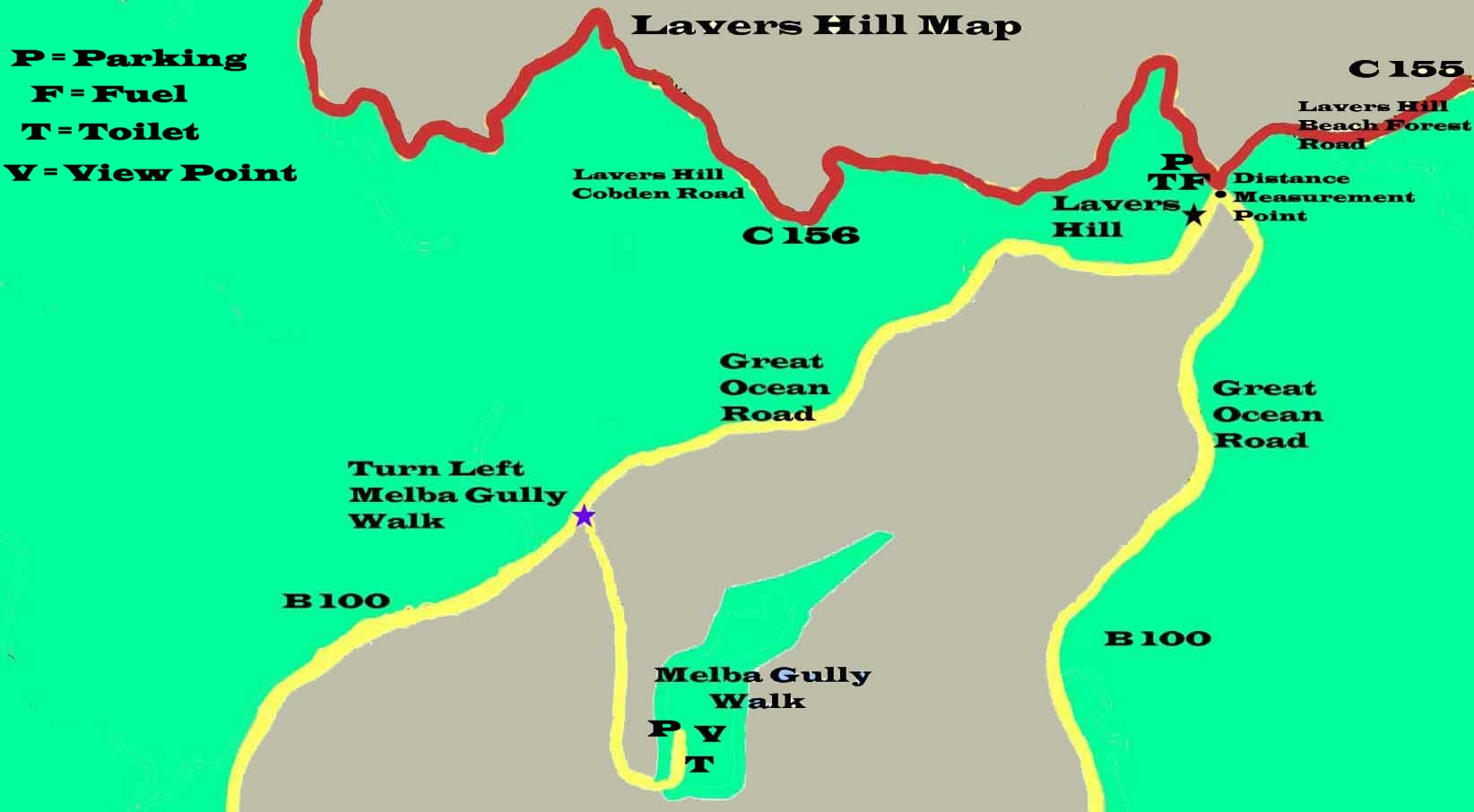 Great Ocean Road map of Lavers Hill